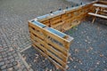 enclosure with a fence with metal boxes. easy and cheap construction