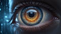 Encoded Watchfulness: The Binary Ocular Symphony. AI generate Royalty Free Stock Photo
