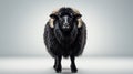 Lone Noir: An Ovine Contrast - black sheep isolated on white background