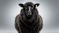 Lone Noir: An Ovine Contrast - black sheep isolated on white background