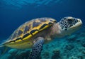 Encounter the Graceful Beauty of a Hawksbill Sea Turtle in the Indian Ocean. Royalty Free Stock Photo