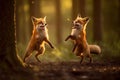 Playful Red Foxes