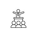 Encourage boss training icon. Element of business motivation line icon