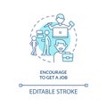 Encourage to get job turquoise concept icon