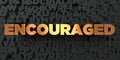Encouraged - Gold text on black background - 3D rendered royalty free stock picture