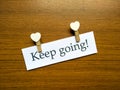 The encouragement sentence `Keep going!`.