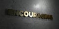 Encouraging - Gold text on black background - 3D rendered royalty free stock picture