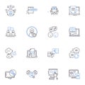 Encouraging line icons collection. Motivating, Uplifting, Inspiring, Supportive, Positive, Empowering, Optimistic vector