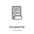 Encripted file outline vector icon. Thin line black encripted file icon, flat vector simple element illustration from editable