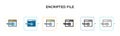 Encripted file vector icon in 6 different modern styles. Black, two colored encripted file icons designed in filled, outline, line