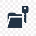 Encripted file vector icon isolated on transparent background, E