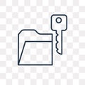 Encripted file vector icon isolated on transparent background, l