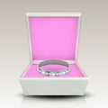 Encrusted Silver Ring In White Square Box Vector