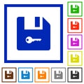 Encrypt file flat framed icons