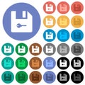 Encrypt file round flat multi colored icons