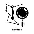 encrypt icon, black vector sign with editable strokes, concept illustration