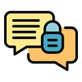 Encrypted chat icon color outline vector