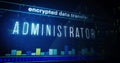 Encrypted data transfer image over bar graph and binary code background Royalty Free Stock Photo