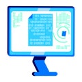 Encrypted document on computer monitor semi flat color vector object