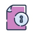 Encrypted document file paper page password single isolated icon with dash or dashed line style