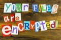 Encrypted files computer encryption cyber network ransomware demand crime attack