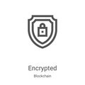 encrypted icon vector from blockchain collection. Thin line encrypted outline icon vector illustration. Linear symbol for use on