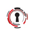 encrypted key cyber security logo design vector illustration