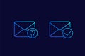 Encrypted message or email, linear icons
