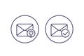 Encrypted message or email, vector line icons
