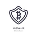 encrypted outline icon. isolated line vector illustration from blockchain collection. editable thin stroke encrypted icon on white