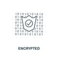 Encrypted outline icon. Monochrome style design from crypto currency icon collection. UI. Pixel perfect simple pictogram