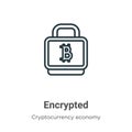Encrypted outline vector icon. Thin line black encrypted icon, flat vector simple element illustration from editable blockchain