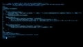 Encrypted programming security hacking code data flow stream on display new quality numbers letters coding techno joyful Royalty Free Stock Photo