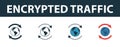 Encrypted Traffic icon set. Four simple symbols in diferent styles from icons collection. Creative encrypted traffic icons filled