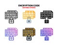 Encryption code icon set with different style Royalty Free Stock Photo