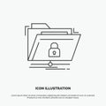 encryption, files, folder, network, secure Icon. Line vector gray symbol for UI and UX, website or mobile application Royalty Free Stock Photo