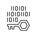 Encryption icon in line design. data encryption, security key, cybersecurity protection on white background vector. Encryption Royalty Free Stock Photo