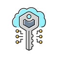 encryption key cloud computing color icon vector illustration Royalty Free Stock Photo