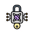 encryption lock quantum computer color icon vector illustration Royalty Free Stock Photo