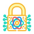 encryption lock quantum computer color icon vector illustration Royalty Free Stock Photo