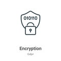 Encryption outline vector icon. Thin line black encryption icon, flat vector simple element illustration from editable gdpr Royalty Free Stock Photo