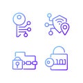 Encryption technologies pixel perfect gradient linear vector icons set