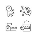 Encryption technologies pixel perfect linear icons set Royalty Free Stock Photo