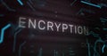 Encryption text over dark digital background with binary coding image Royalty Free Stock Photo