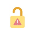 Encryption unlock icon. Simple color vector elements of hacks icons for ui and ux, website or mobile application