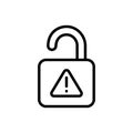 Encryption unlock icon. Simple line, outline vector elements of hacks icons for ui and ux, website or mobile application