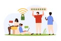 Encryption of wifi access, tiny people holding safe password and key to hotspot lock