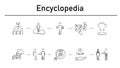 Encyclopedia simple concept icons set. Contains such icons as hive, astral, pyrokinesis, atomic bomb, nuclear bomb Royalty Free Stock Photo