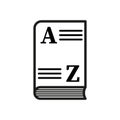 Encyclopedic book icon. A to Z knowledge concept. Education and learning symbol. Vector illustration. EPS 10.