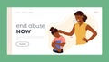 End Abuse Now Landing Page Template. Scene Of Mother Yelling At Crying Daughter, Highlighting Emotional Distress